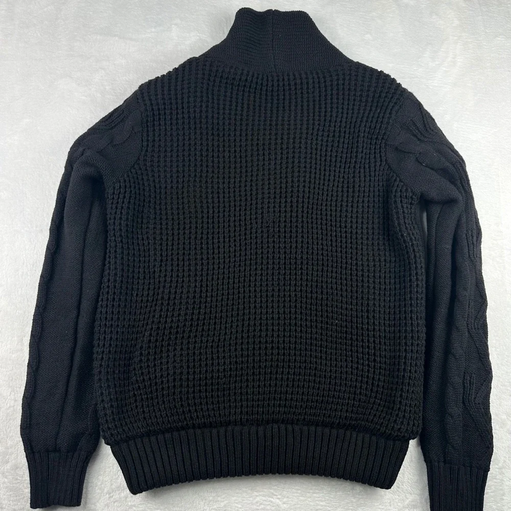 XRAY Jeans Mens Black Cable Knit Shawl Collar Toggle Button Cardigan Sweater L